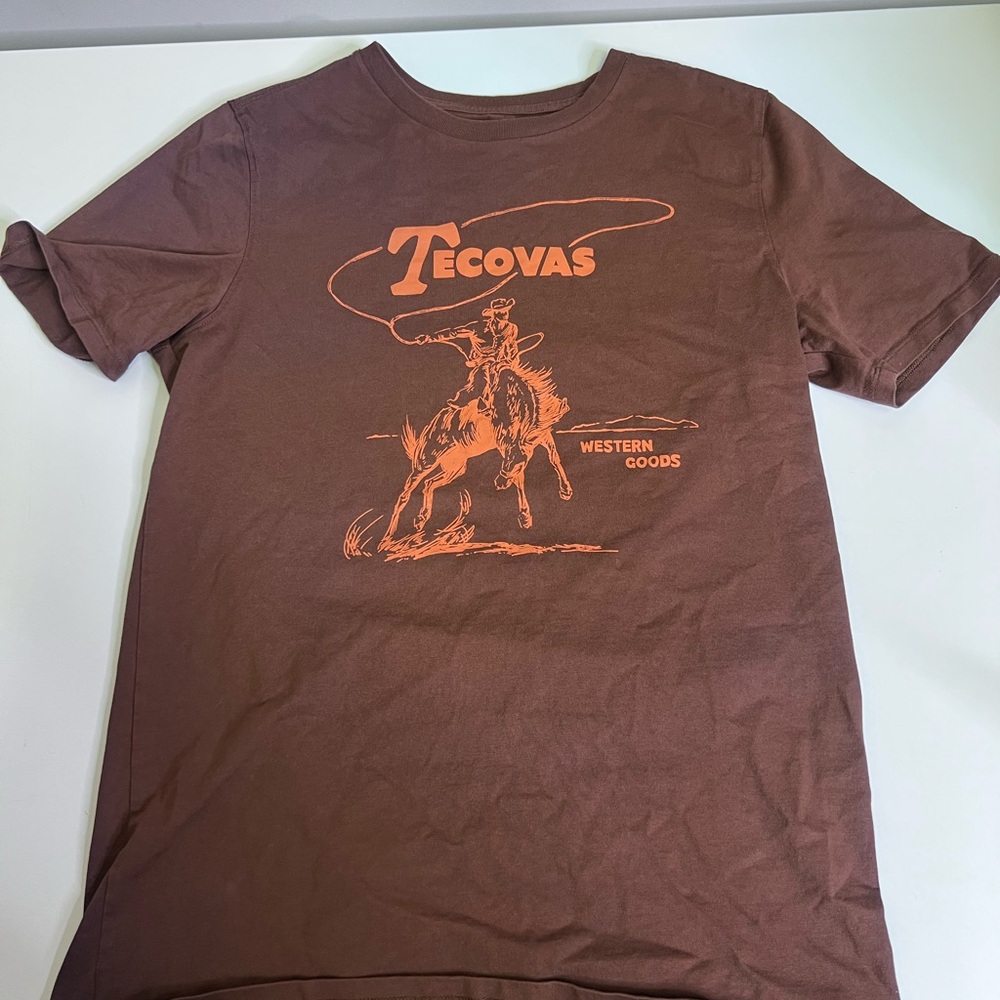 Tecovas Western Brown Tee with Orange Graphic